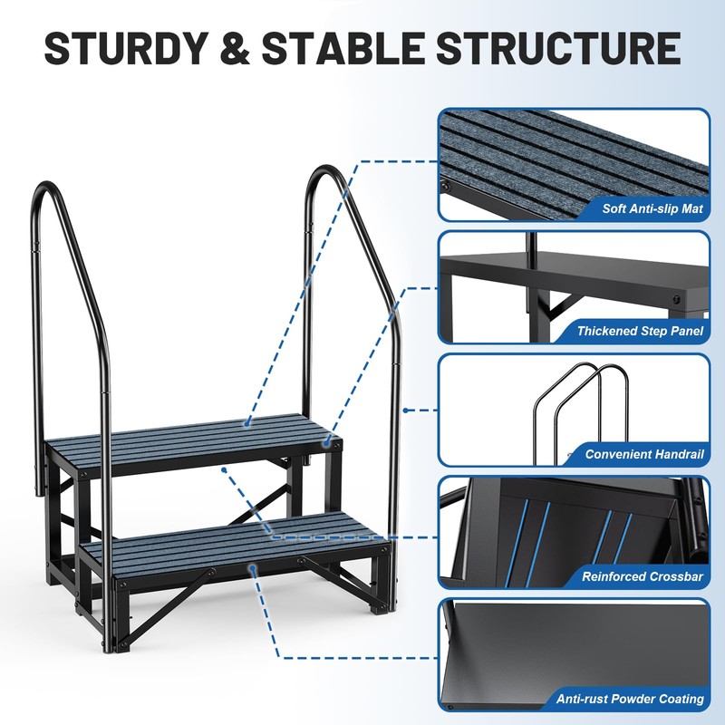 RV Steps Spa Steps with Handrail - 2 Step Hot