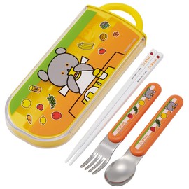 Skater TACC2AG-A Children's Antibacterial Trio Set, Chopsticks, Spoon, Fork, Koguma-chan, Made in Japan