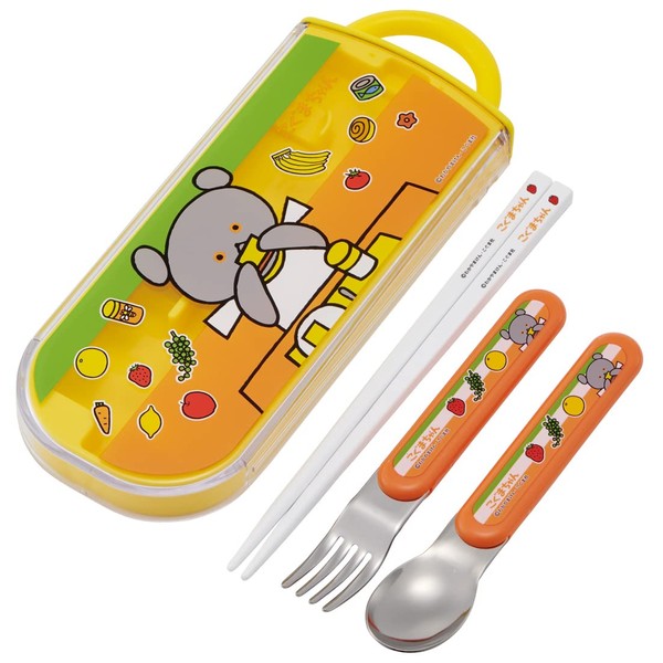 Skater TACC2AG-A Children's Antibacterial Trio Set, Chopsticks, Spoon, Fork, Koguma-chan,