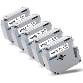 Fimax Compatible Label Tape Replacement for Brother P Touch M Tape M-K221 MK221 9mm Black on White Cassette for Brother Label Marker Ptouch PT M95 65 90 80 75 70 55, 5-Pack