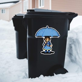 Extra Large 460mm 'Girl Under Umbrella Pixel Art' Permanent Sticker Decal for Cars/Windows/Bins/Walls (DW00104263)
