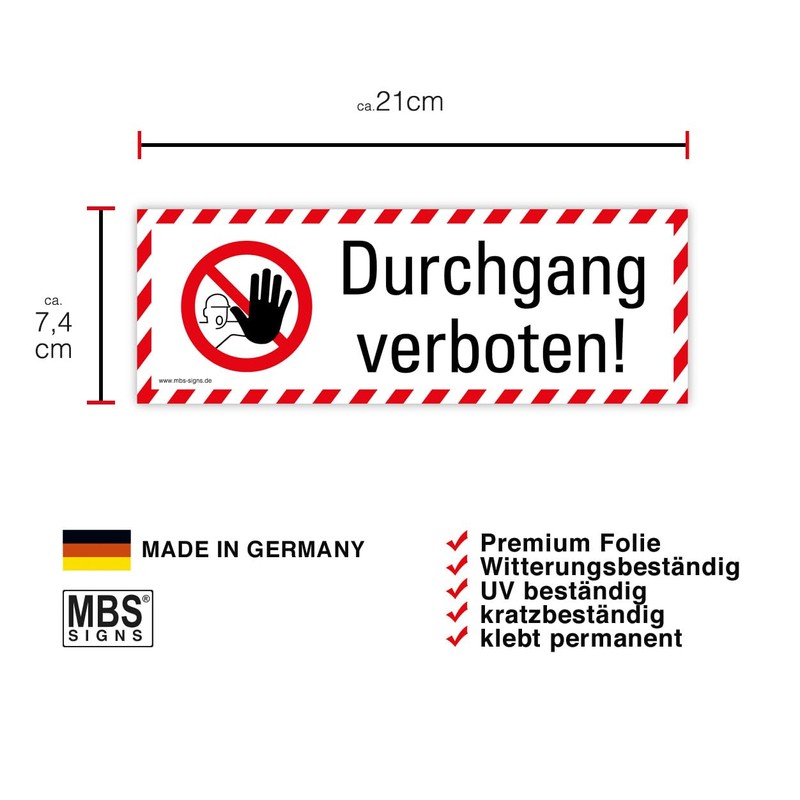Sticker Combi Sticker "Durchgang verboten!" Warning Symbol ISO 7010 |
