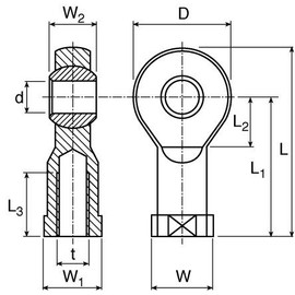 KBS Swivel Head M8 External Thread, Maintenance Free