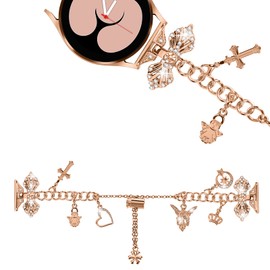 FitTurn Bling Watch Band Intended for Hero Band III Donerton, Popglory, CanMixs P22 & Motast Mugu Chalyh P36A P36B, AGPTEK LW31 Smart watch-Bling Metal Strap Jewelry Bangle Wrist Strap Bracelet Rhinestone Accessories (RoseGold)