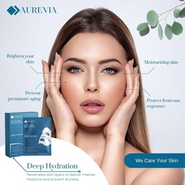 AUREVIA 5-Pack Bio-Collagen Hydrogel Overnight Face Mask - Deep Hydration, Anti-Aging & Firming Skincare Women