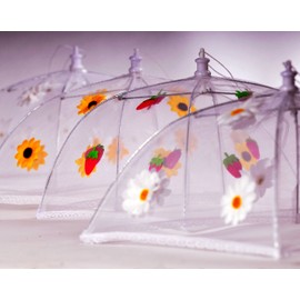 Epicurean Europe 30 x 30 cm Polyester with Zinc Plated Steel Frame Food Cover Umbrella with Yellow and Black Sunflower Design