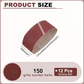 HARFINGTON 4 x 24 Inch Sanding Belts, 12 Pcs 150 Grits Aluminum Oxide Abrasive Belt Sander File Belt for Woodworking, Metal Polishing, Knife Sharpener