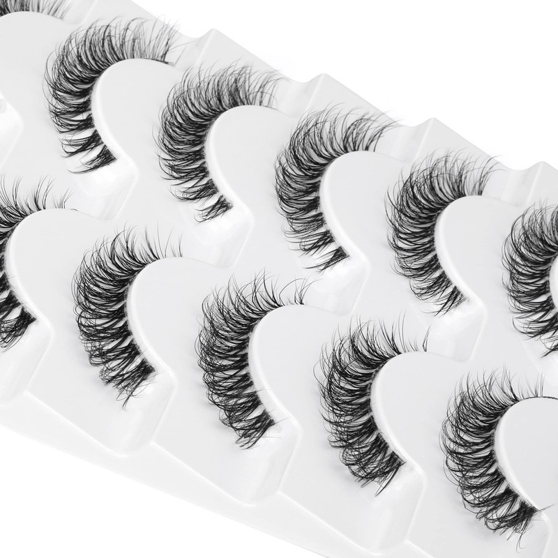 JIMIRE False Eyelashes Clear Band Small Faux Mink Lashes Natural