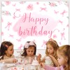 SHADOAMP Pink Bow Birthday Decorations, Pink Bow Happy Birthday Party