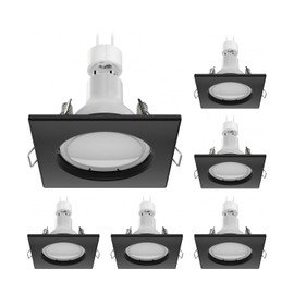 ledscom.de 6 recessed Ceiling spotlights RIR recessed Frame Black matt Angular GU10 LED 6,826W= 6,826W 630lm 100° Warm-White