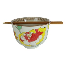 Japanese Design Spring Blossom Bright Ceramic Ramen Udong Noodle Soup Bowl