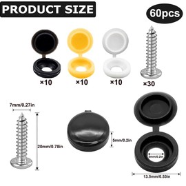 60 Pcs Stainless Steel car number plate screws and caps, License Plate Screw Caps Car License Plate Fixing Devices, Number Plate Fixings, White and Yellow (10 Each Color)