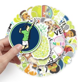 Tennis Stickers for Laptop (50 Pieces), Gift for Children, Teenagers, Adults, Boys, Tennis Stickers, Waterproof Vinyl Stickers for Scrapbooking, Skateboard, Car, Luggage