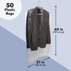 50 Pack Clear Plastic Garment Bags for Hanging Clothes, Dry