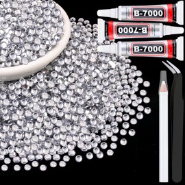 5000Pcs 4mm Resin Rhinestones with 3Pcs 10ml B7000 Jewelry Glue for Crafting, Clear Large Amount Flatback Gems, Bedazzling Crystal Bulk for DIY Crafts Clothing Tumblers Shoes Nail Art Fabric