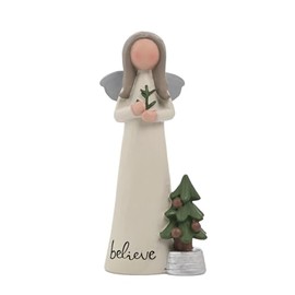 The Seasonal Gift Co - Angel Ornament - Believe - Decorative Figurine - Santa & Friends - Whimsical Christmas Home Decor & Homeware Gifting Present for Xmas, Festive Season Gift For Love & Gratitude.