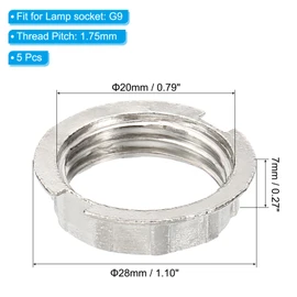PATIKIL G9 Light Socket Rings, 5 Pack Shade Holder Adapter Alloy Ring Converter Light Holder for 3/4" Diameter Table Floor Lamp, Silver Tone