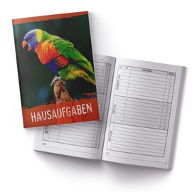 itenga Homework Book Parrot DIN A5 96 Pages School Supplies My Homework for Primary School Community School Realschule Gymnasium