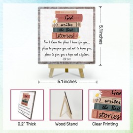 Christian Desk Decor Wooden Sign, Bible Verse Decor Religious Christian Gifts for Women Men Pray Room Decor Scripture JER 29:11 Home Office Christian Decor Plaque Table Centerpiece - A16