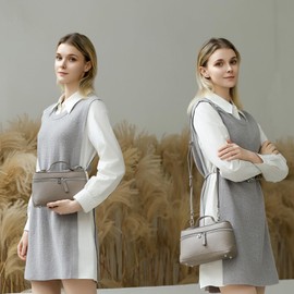 Herald Small Crossbody Bag for Women, Quiet Luxury Trendy Square Box Pouch Top-Handle Handbag with Detachable Strap (Grey)