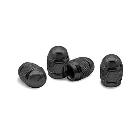 HQRNYP 4PCS Car Tire Valve Stem Caps, Tire Air Cap, Aluminium Alloy Corrosion Resistant Leak-Proof Wheel Valve Covers, Auto Accessories Dome Style Car Stem Covers Universal for SUV Truck Bike (Black)