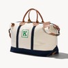 Personalization Universe Initial Weekender Embroidered Canvas Duffel Bag- Navy