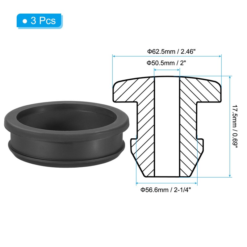 PATIKIL 56.6mm / 2-1/4 Inch Drill Hole,2 Inch ID Rubber