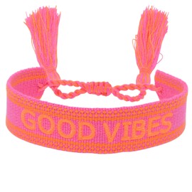 Selfmade Jewelry Fabric Bracelet Love Bracelet in Pink - Woven Friendship Bracelet, Ideal Small Gifts for Women, Unique Gift for Women, Polyester, No Gemstone