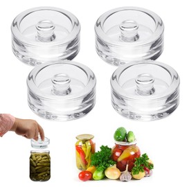 Hcskoss 4 Pack Glass Fermentation Weights for Fermenting with Easy Lift Handles Fermentation Glass Weights for Wide Mouth Mason Jar,Suitable for Fruits,Dishwasher Safe,Each at 200g