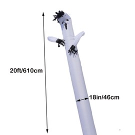 WYDDDARY 20Ft White Ghost Inflatable Dancer Waving Tube Man Puppet Air Inflatable Dancing Wind Dancer Dancing Sky Puppet No Blower
