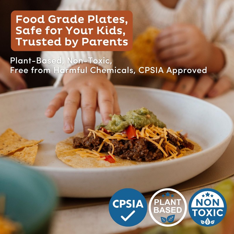 Nook Theory Reusable Wheat Straw Plates 8 Pcs - Non