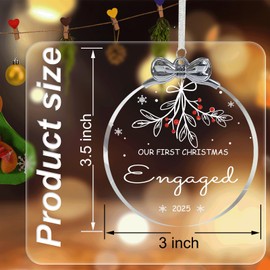 Engagement Gifts for Couples 2025 Bride to be Gifts, Engagement Ornament 2025 Crystal Glass, First Christmas Engaged Ornament Christmas Gfits for Her with Glow in The Dark Printing-02