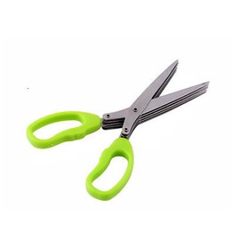 Edelstahl 5 Klinge Kräuterschere mit Reinigungskamm 19cm / 7.48in grün