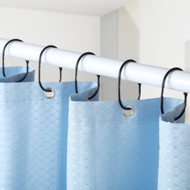 24 Pcs Shower Curtain Rings, Goowin Shower Curtain Hooks, Oval Snap Shower Rings for Curtain, Metal Black Shower Curtain Rings Rust Proof, Glide Smoothly Shower Hooks for Shower Curtain Rod (Black)