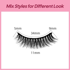 SHEKA Magnetic Eyelashes Natural Look False Eyelash with Eyeliner No Glue Needed Wispy Magnetic Eyelash with Applicator (3 Pairs Natural Styles)
