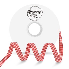 Humphrey's Craft 3/8 Inch Wide Red and White Gingham Ribbons Spool - 50 Yards Variety of Color for Make Bows, DIY, Sewing, Gift Wrapping, Wedding, Bridal Shower, Christmas, and All Crafting Projects.
