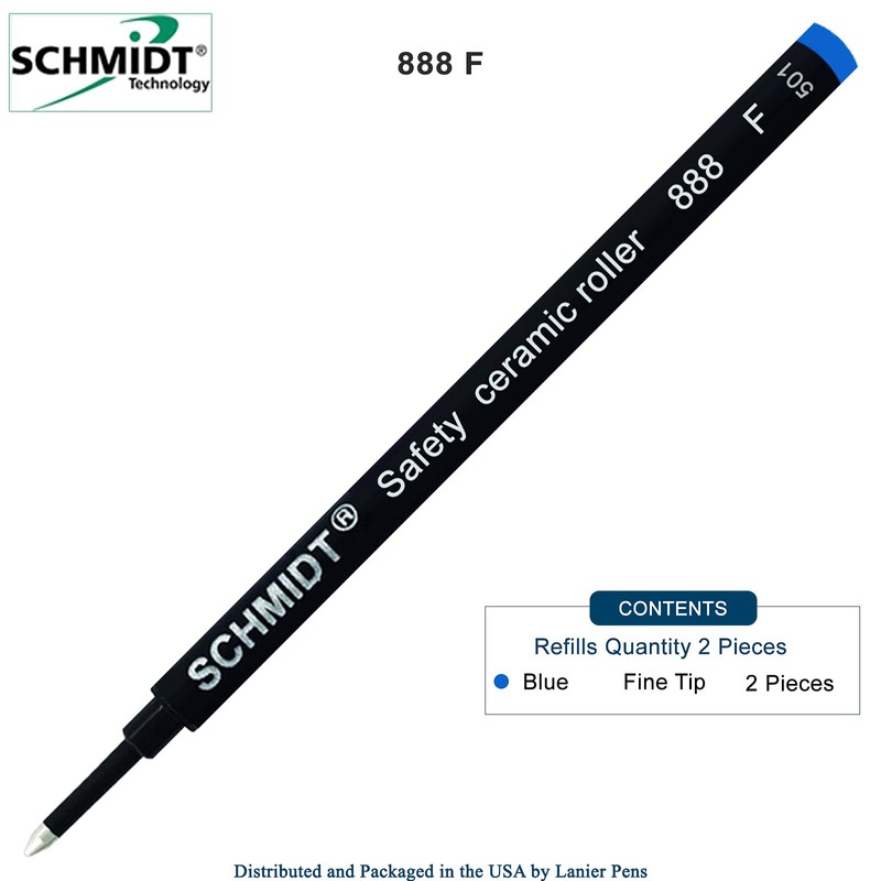 2 Pack - Blue Fine Tip Schmidt 888 Rollerball Refill