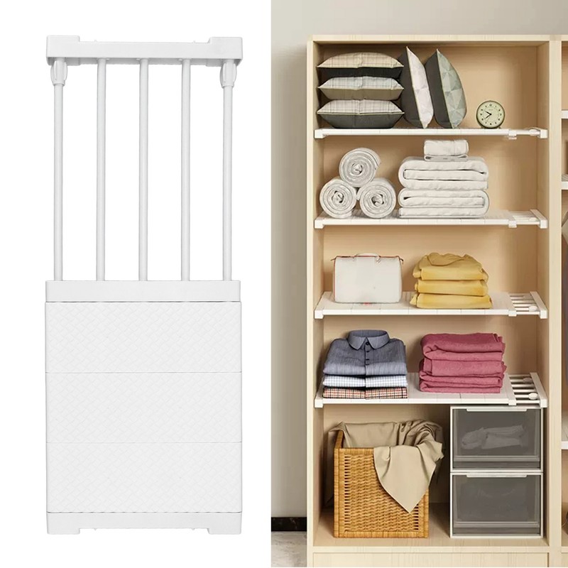 Tension Shelf Adjustable Closet Divider 24cm Width Storage Rack for