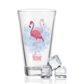GRAVURZEILE Leonardo Water Glass with UV Print – Flamingo Design – with Name of Choice – For Her as a Gift