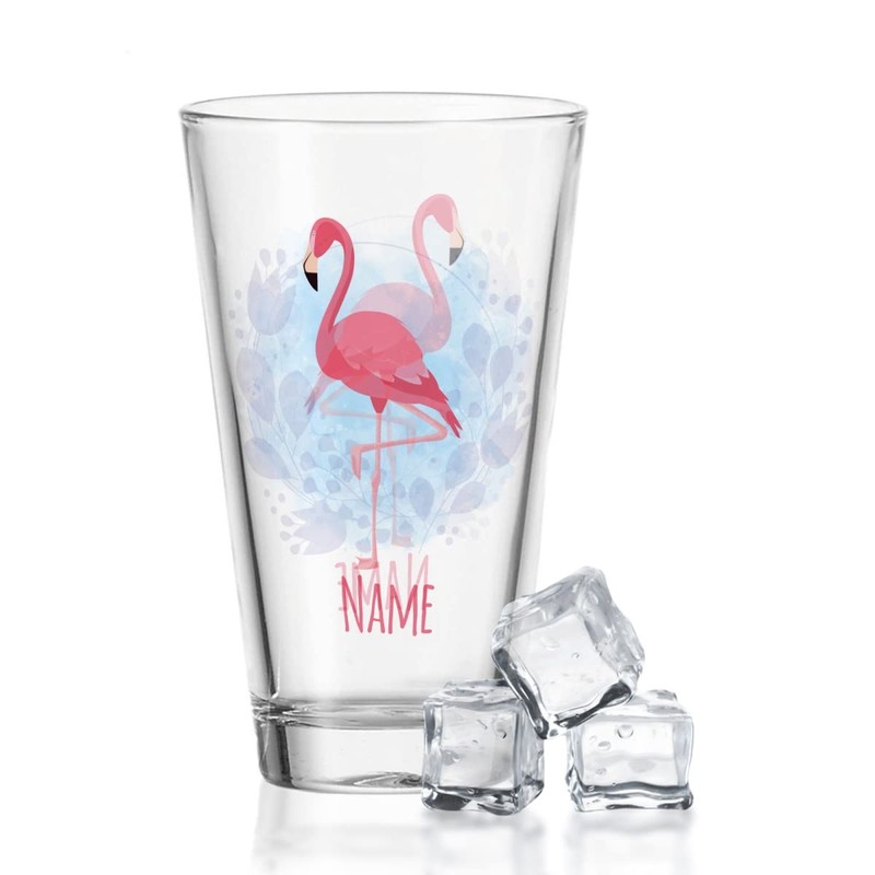 GRAVURZEILE Leonardo Water Glass with UV Print – Flamingo Design