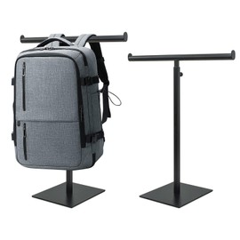 MrMrKura 2 Pcs T Bar Purse Display Stand, Adjustable Height Jewelry Stand Holder, Black Tabletop Display for Hanging Bags, Purses, Necklaces, Jewelry (Black)