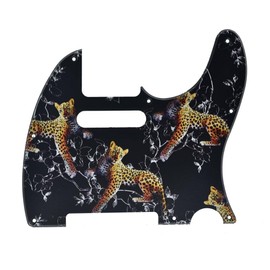 KAISH 8 Hole 3D Printed Tele Style Guitar Plastic Pickguard TL Pick Guard Scratch Plate for USA/Mexico Telecaster Leopard Pattern