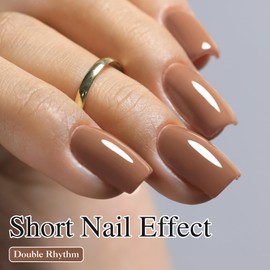 Double Rhythm 15ML Gel Nail Polish Pure Sheer Same Color Same Bottle Soak Off Gel Polish Art Manicure Salon DIY at Home for Women (Light Brown-A1443)