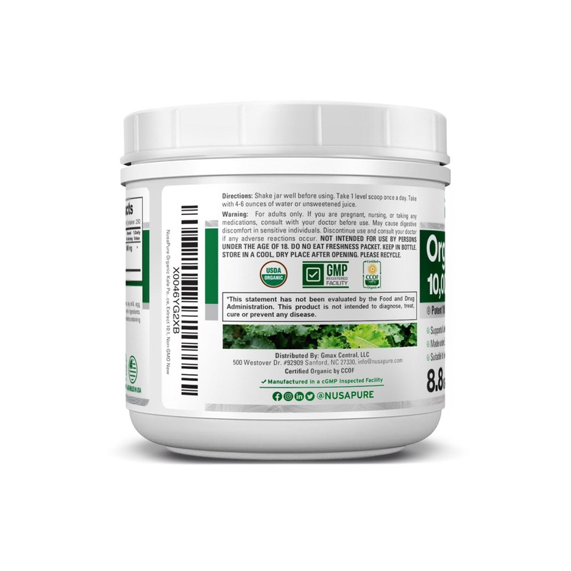 NusaPure Organic Kale Powder Extract 10:1 - Suitable for Vegetarian/Vegan,