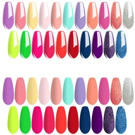 Vishine Pack of 24 Gel Nail Polish Kit, Soak Off Gel Nail Polish Set Red Purple Nude Gel Polish Base Top Coat & Matte Top Coat Starter Kit Glossy Collection Nail Art 8ml