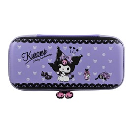 Allone ALG-NSUSEPKU #Unipo Sanrio Characters Black Color Pouch for Games, 4.9 x 1.6 x 10.4 inches (12.5 x 4 x 26.5 cm), Purple, Ribbon, Compatible with Both Switch/Switch, OLED Light, Card Pocket