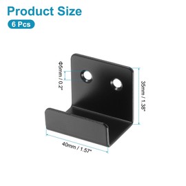 sourcing map 6Pcs Mounting Bracket, 40x35mm Stainless Steel Tile Display Wall Hanger, Wall Mounted Hook Fastener Bracket for Mirrors Picture Frames, Black