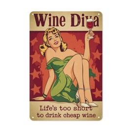 Wine Lover Quote Metal Wall Art 8X12IN Retro Kitchen Plaque for Dining Room, Wine Cellar & Funny Home Decor with Vintage Typography