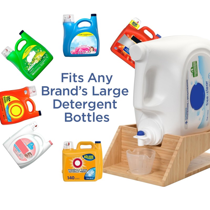 MobileVision Bamboo Laundry Detergent Holder with Drip Tray & Cup