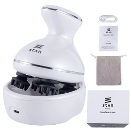 stan ヘッドスパ 電動頭皮ブラシ EMS 防水 IPX7 軽量 コードレス 頭皮ケア スカルプケア ギフト プレゼント (ホワイト)
